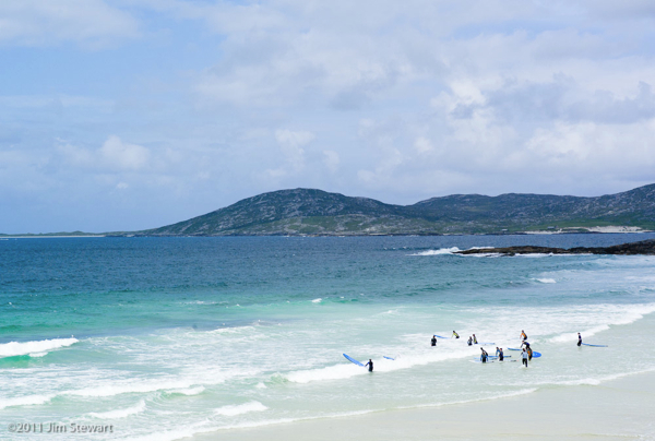 Surfing at Traigh Iar, South Harris